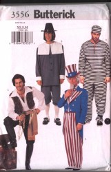 3556 PIRATE, UNCLE SAM, PILGRIM, PRISONER PATTERN XS-M,L-XL